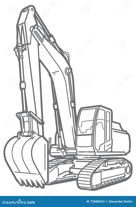 excavator outline drawing